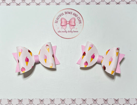I love icecream hair bow set