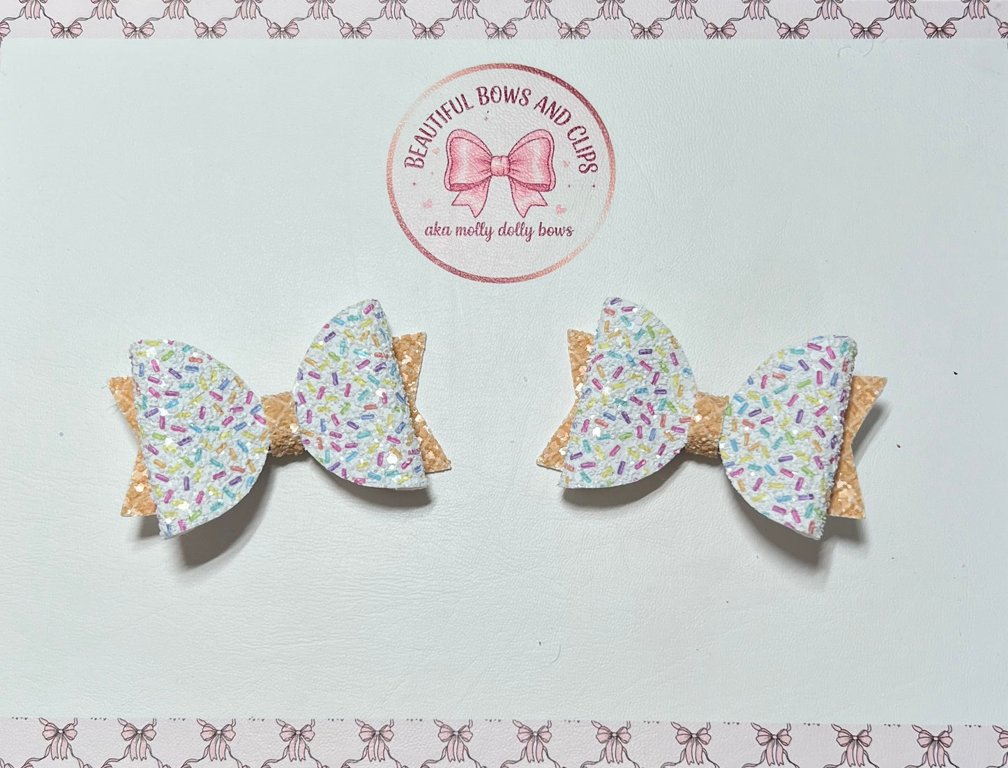 Icecream glitter hair bow set