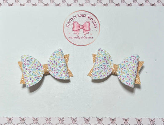 Icecream glitter hair bow set