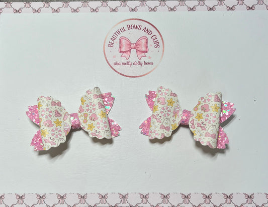 Pink beach hair bow set