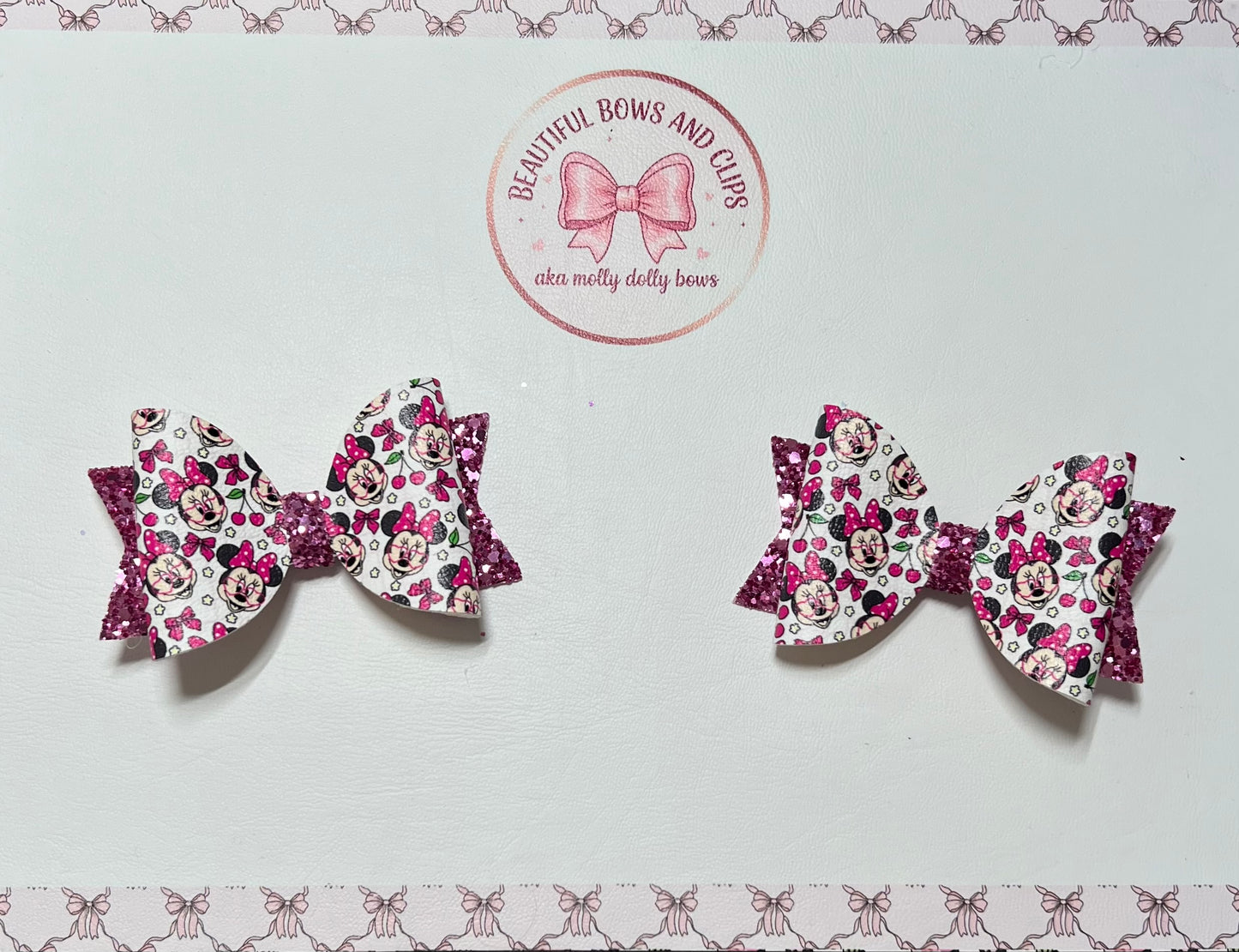 Minnie cherry hair bow set
