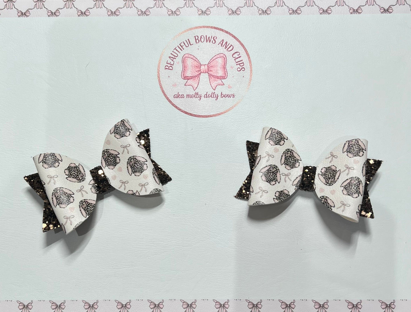 Jellycat leopard bunny hair bow set