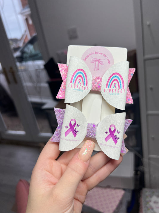 Awareness hair bow