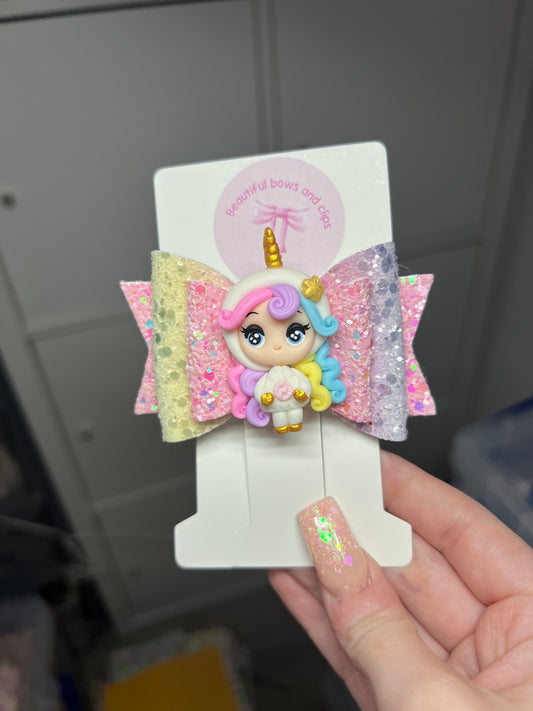 Unicorn girl hair bow