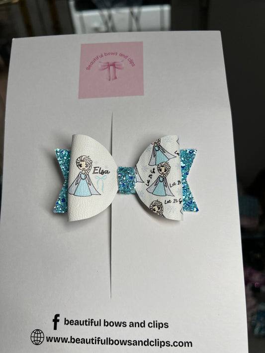 Let it go blue hair bow