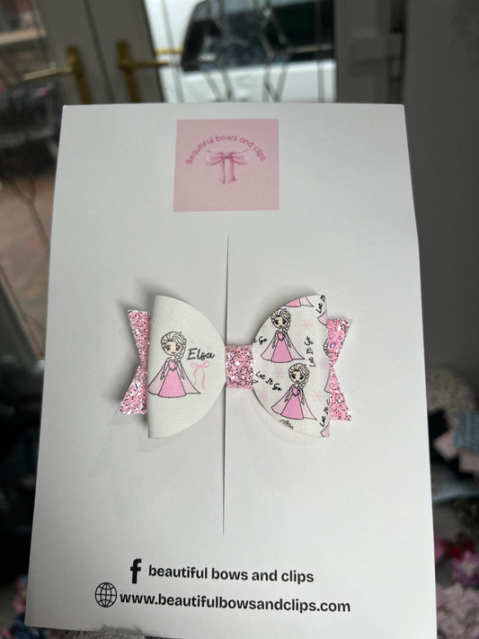 Let it go pink hair bow