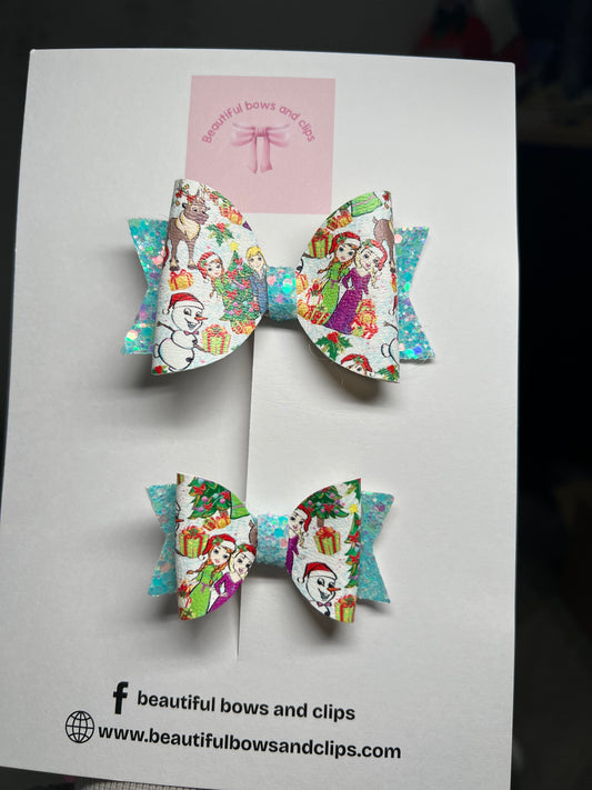 Frozen Xmas hair bow