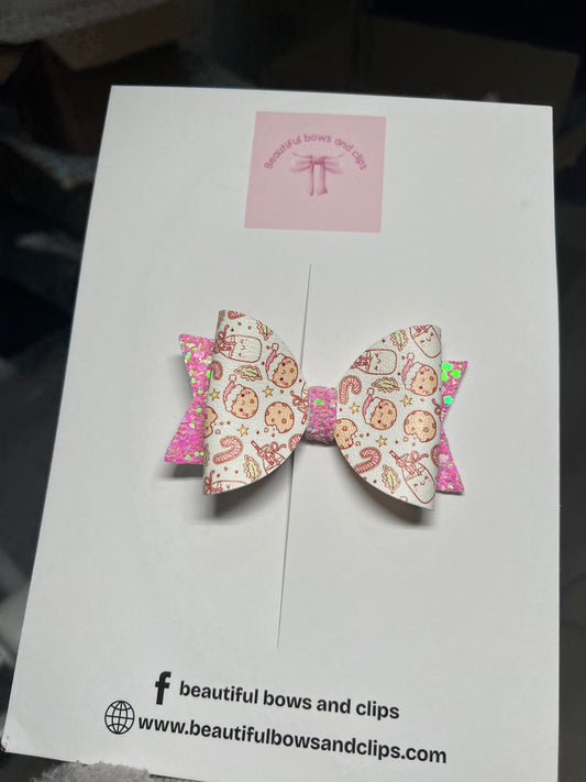 Milk and cookies hair bow