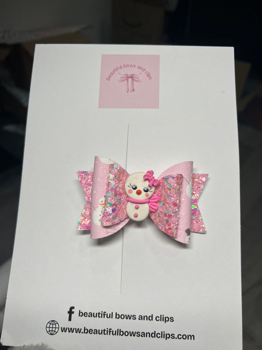 Snowman hair bow