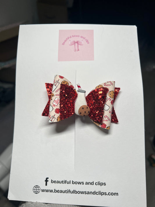 Milk and cookies hair bow