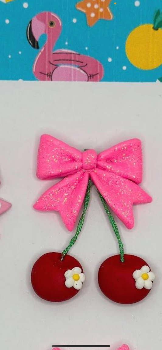 Cherry floral hair bow
