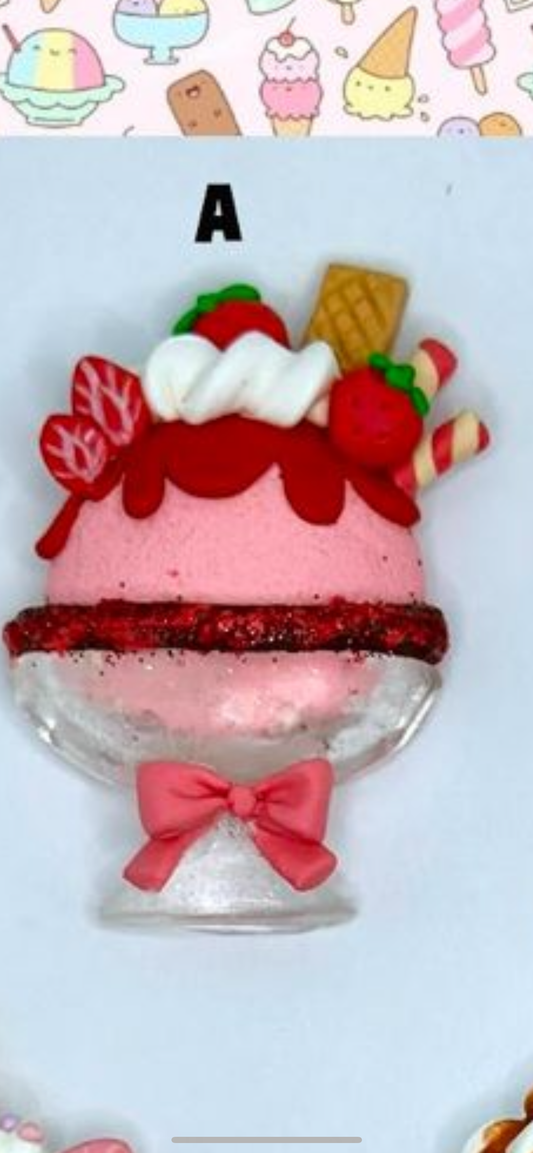 Strawberry icecream hair bow