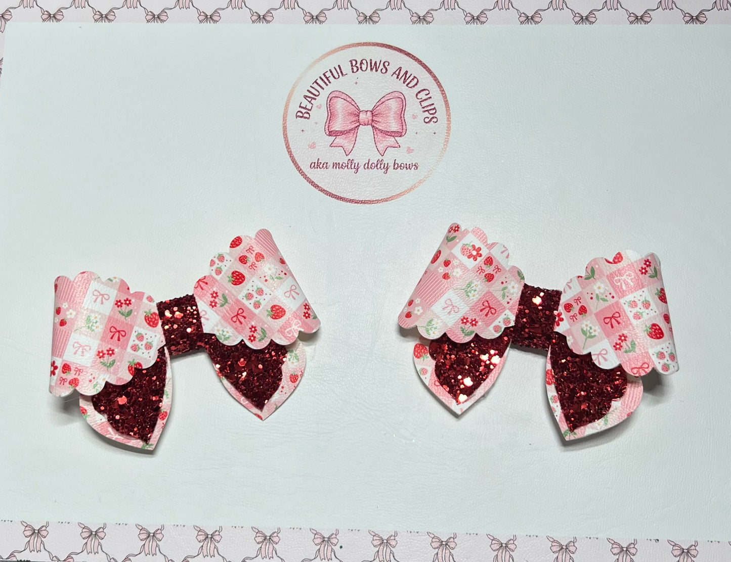 Summer strawberry hair bow set
