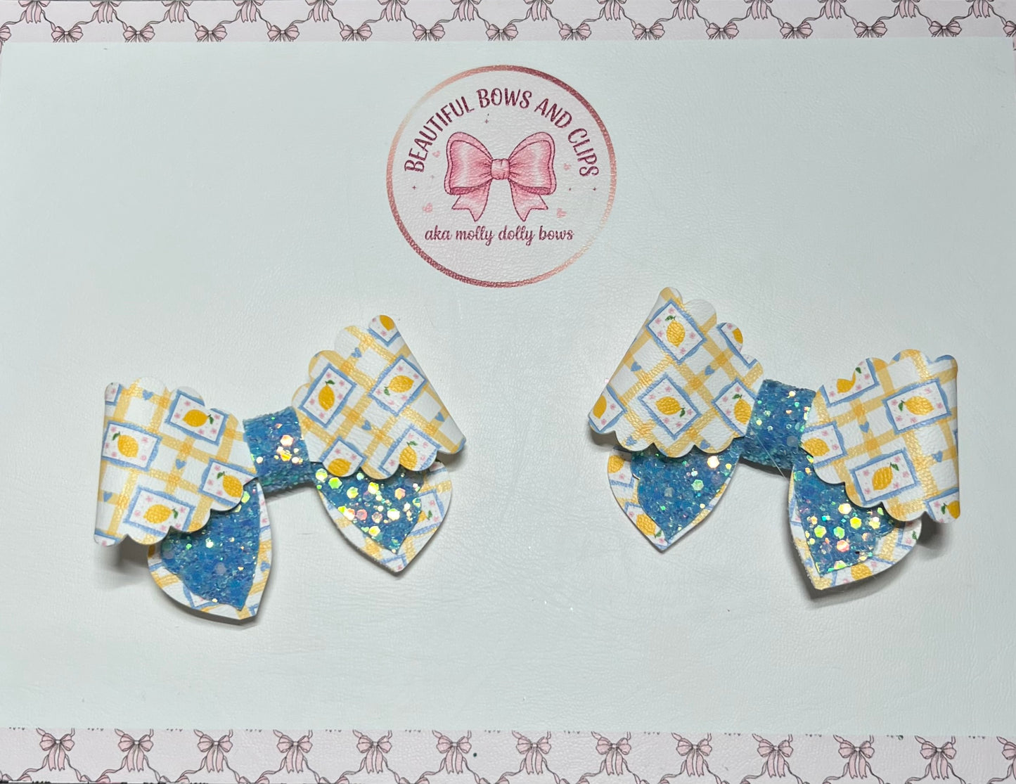 Lemon frame hair bow set