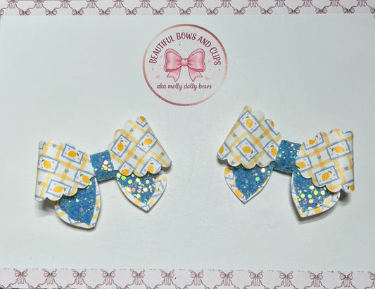 Lemon frame hair bow set