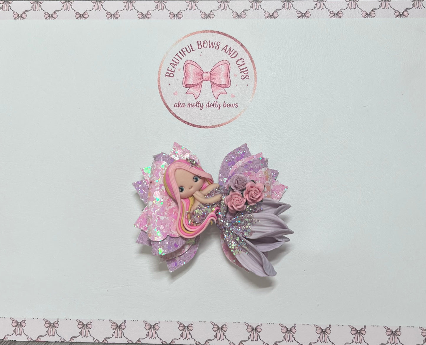 Purple and pink mermaid hair bow