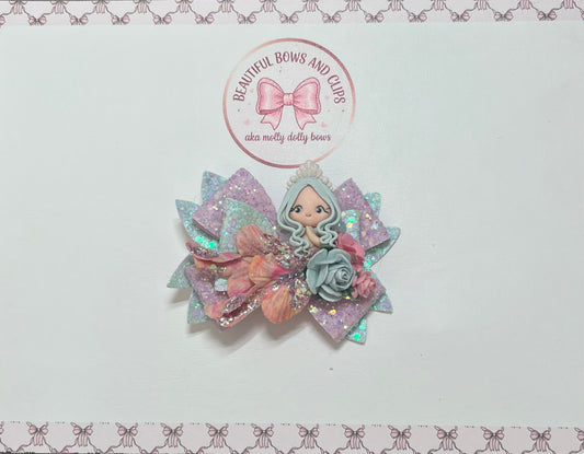 Blue and pink mermaid hair bow