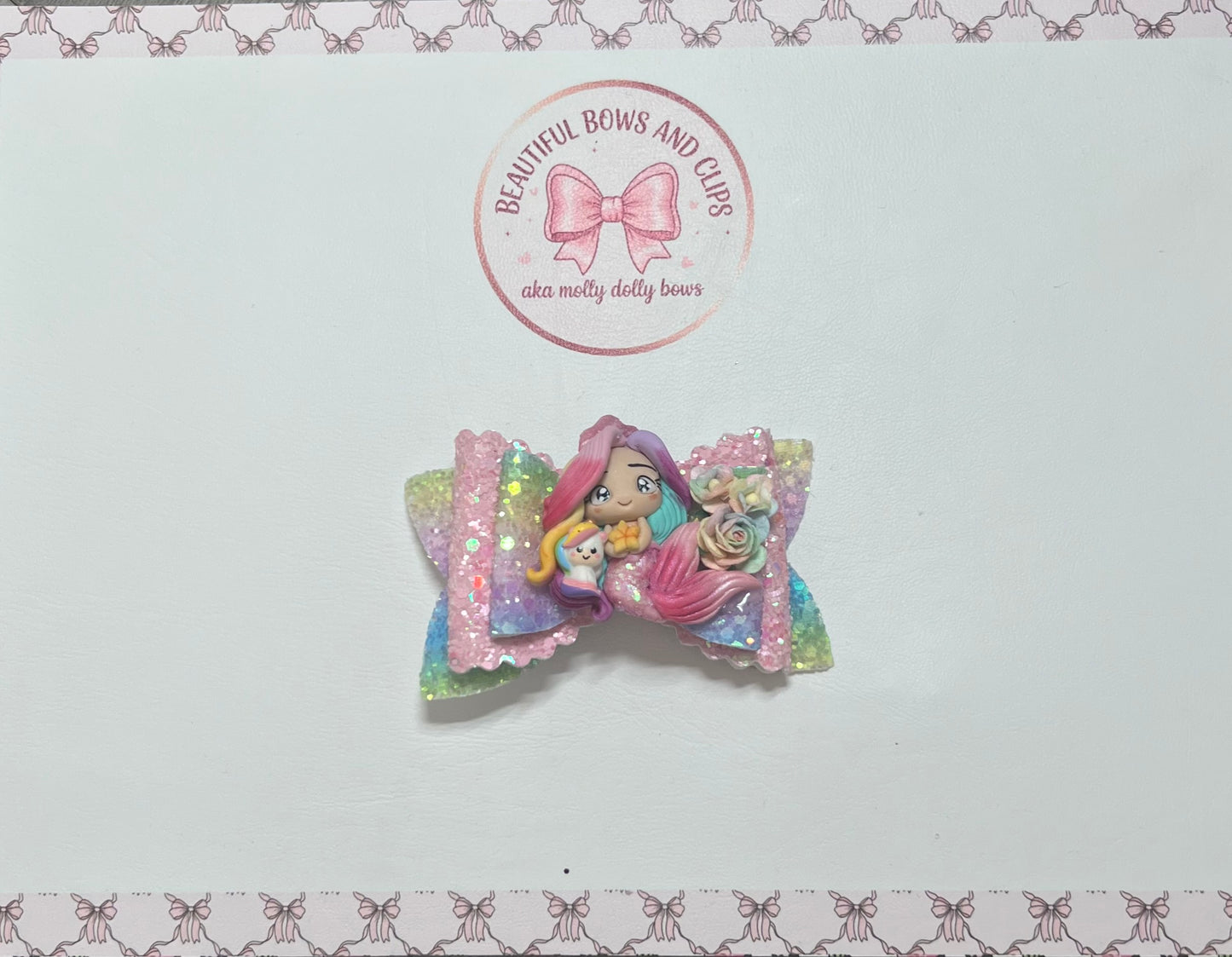 Rainbow mermaid hair bow