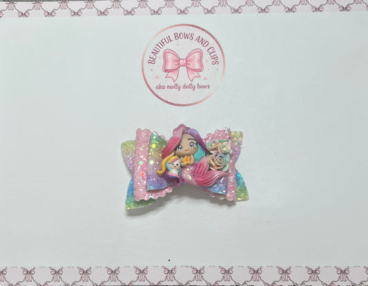 Rainbow mermaid hair bow