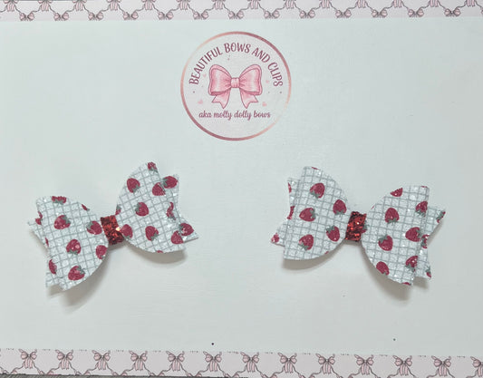 Strawberry glitter hair bow set