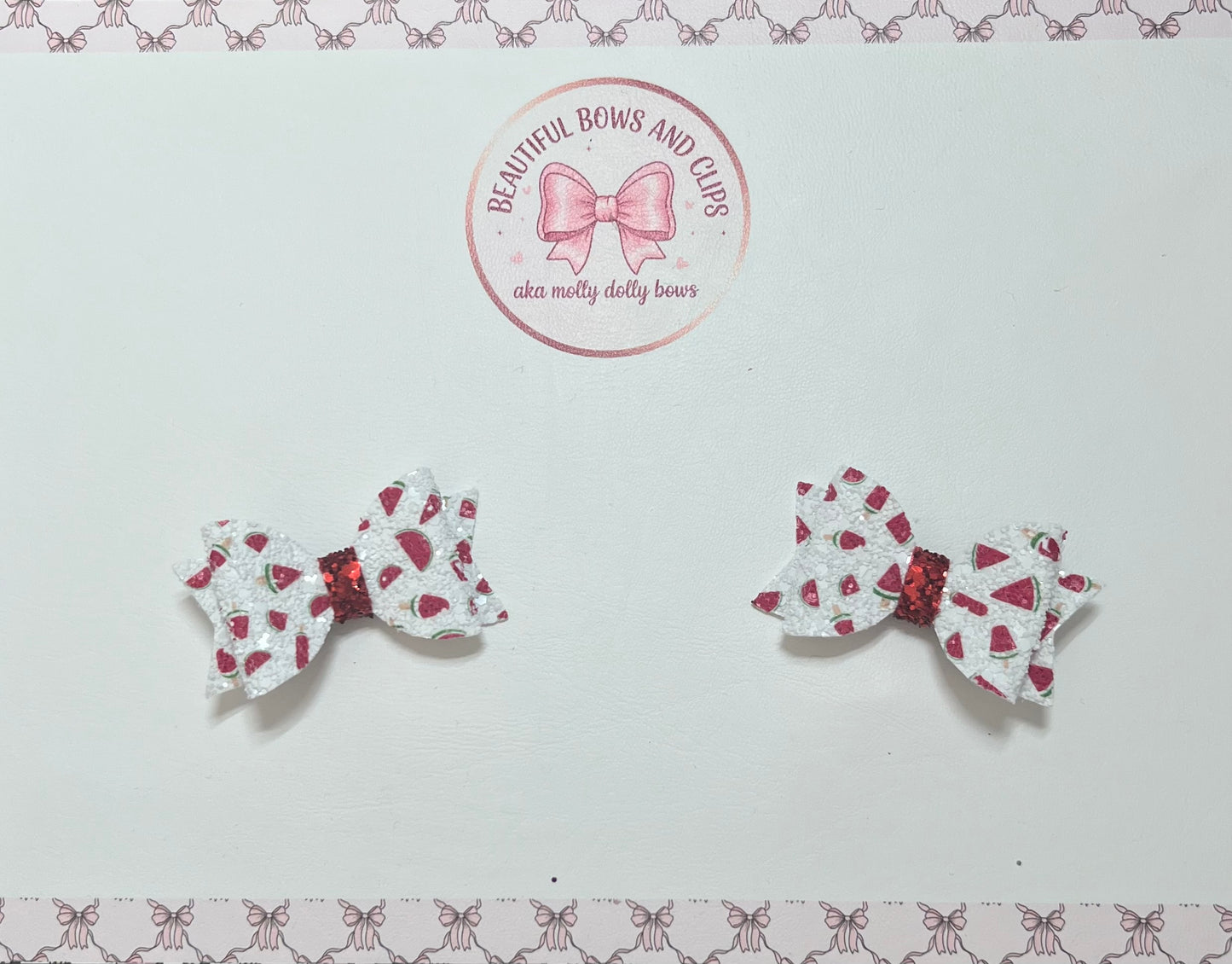 Watermelon glitter hair bow set