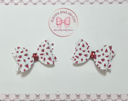 Watermelon glitter hair bow set