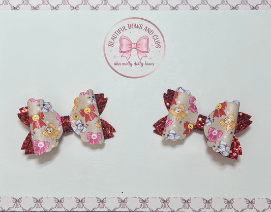 Pooh bear bows hair bow set