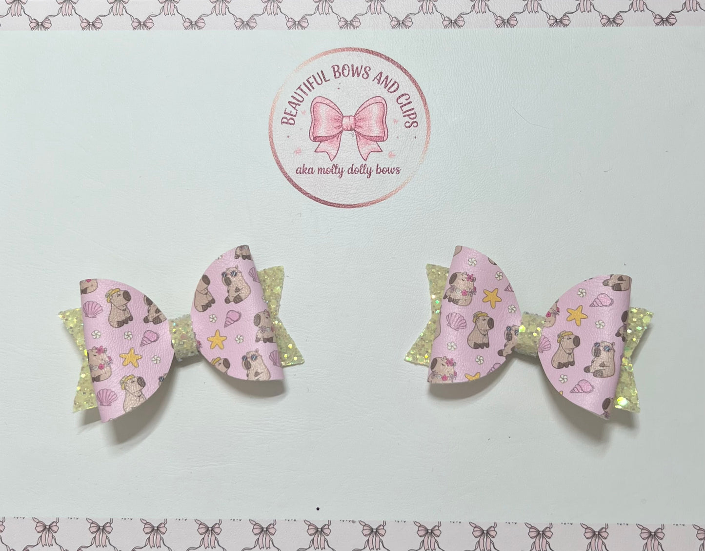 Summer capybara hair bow set