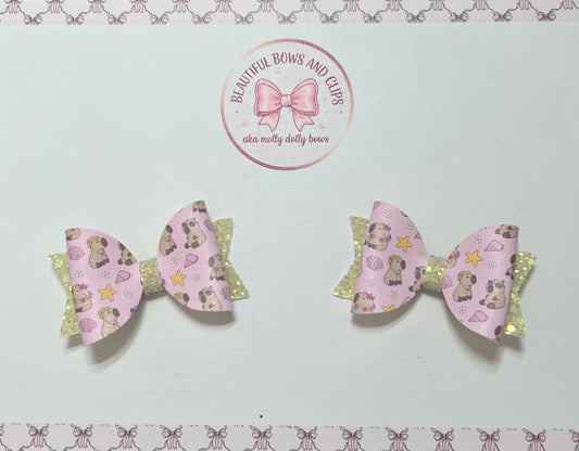 Summer capybara hair bow set