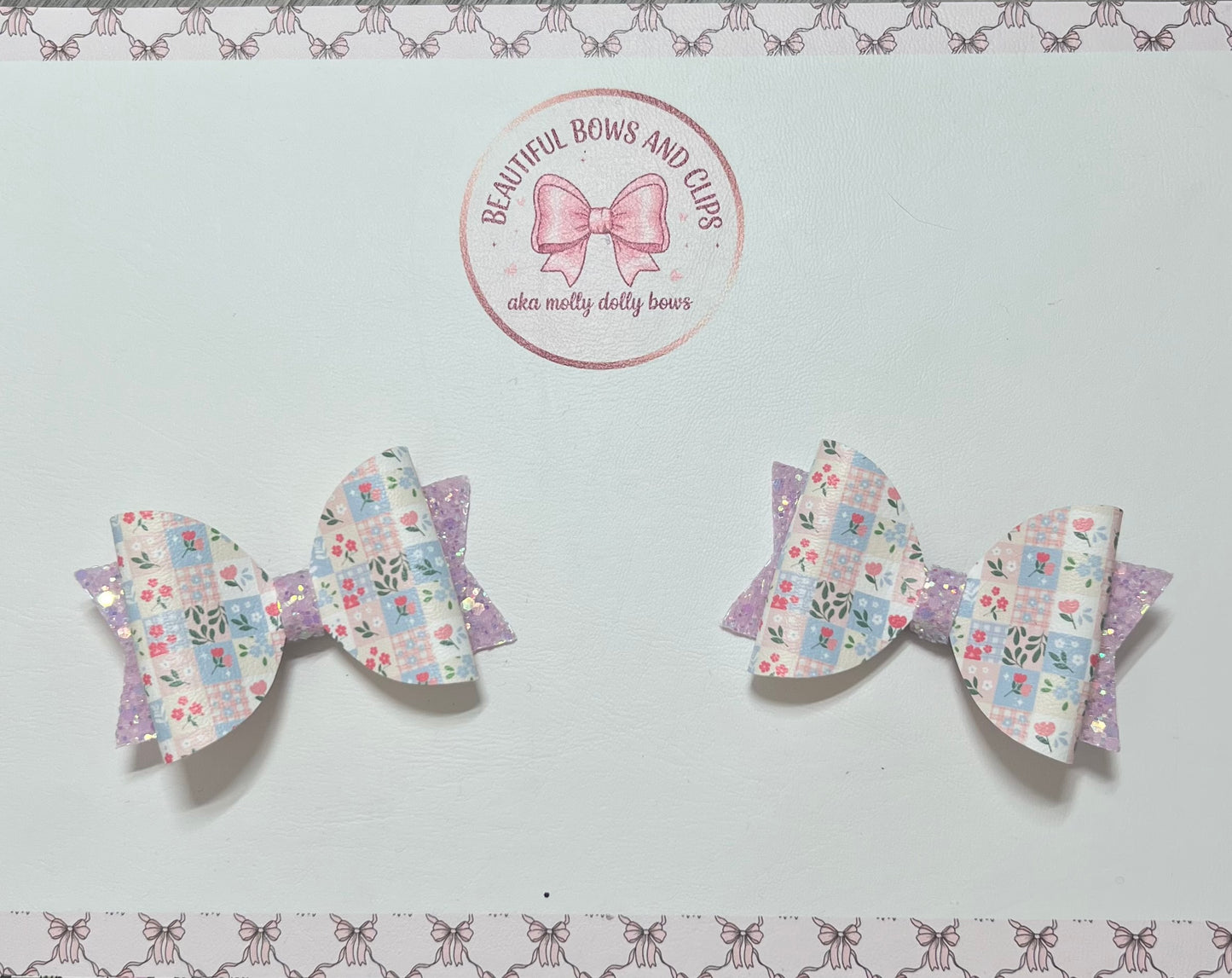Framed floral hair bow set