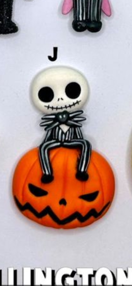 Jack skeleton on pumpkin hair bow