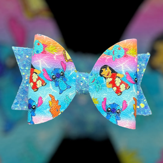 Blue monster hair bow