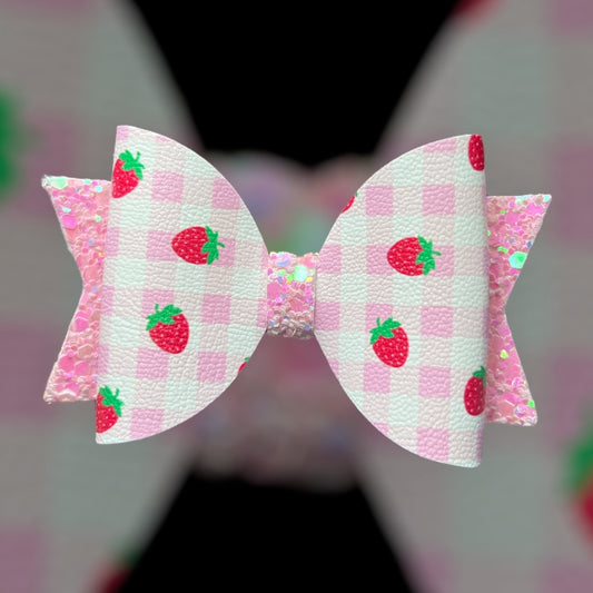 Strawberry gingham hair bow