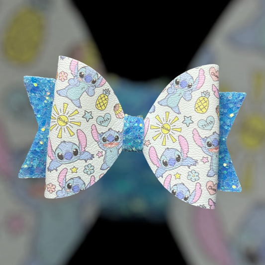 Blue monster hair bow