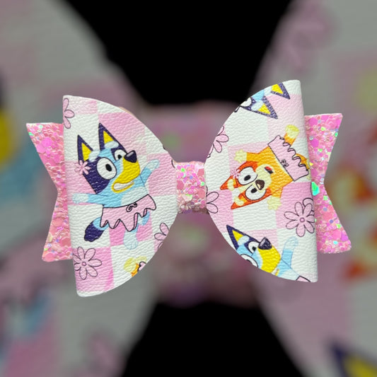 Blue dog ballerina hair bow