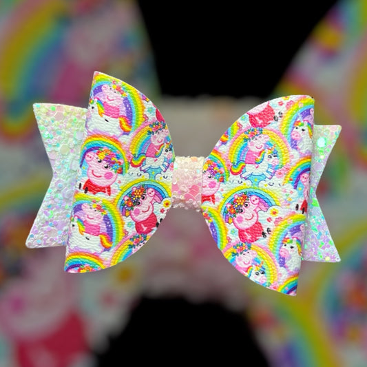 Peppa unicorn rainbow hair bows