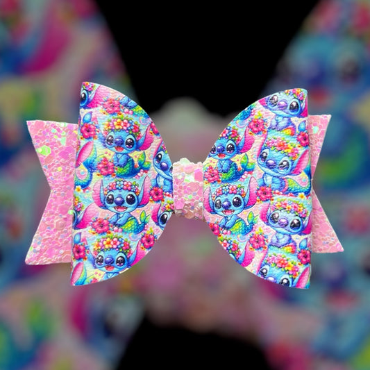 Blue monster hair bow