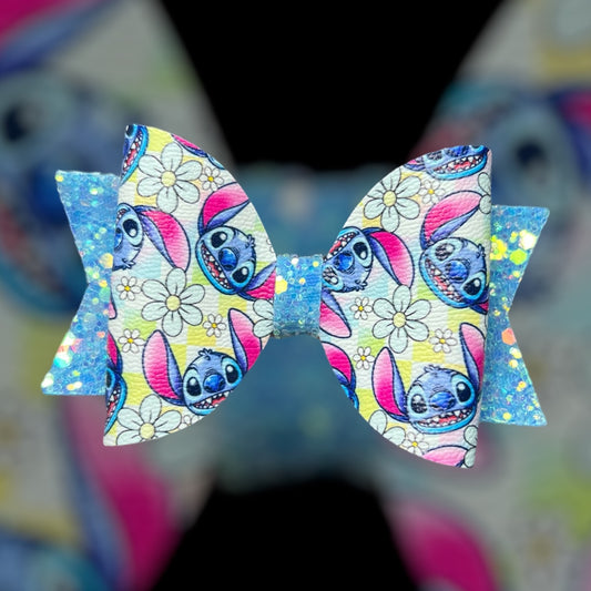 Blue monster hair bow
