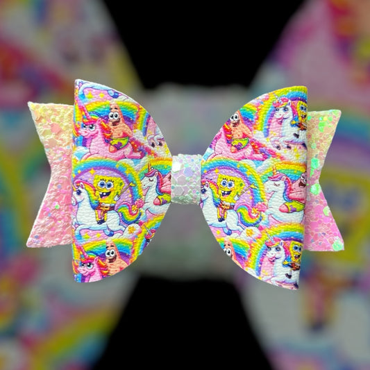 SpongeBob and Patrick unicorn hair bow