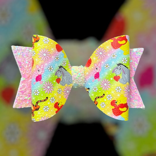 Pooh bear and friends hair bow