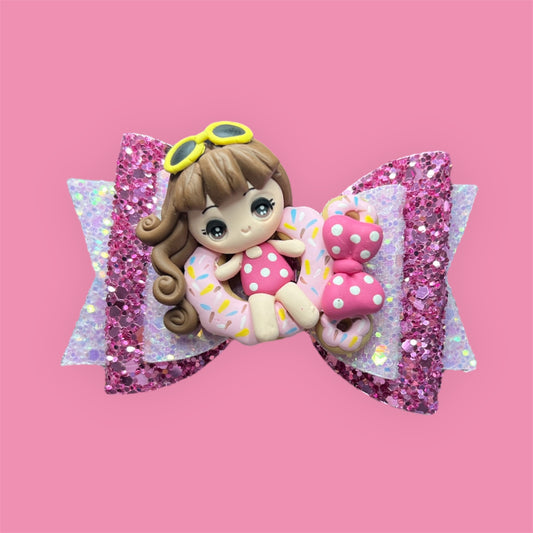Beach girl on float hair bow