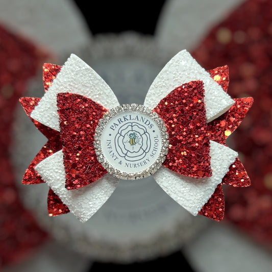 Custom large diamond logo hair bow (single bow read description)