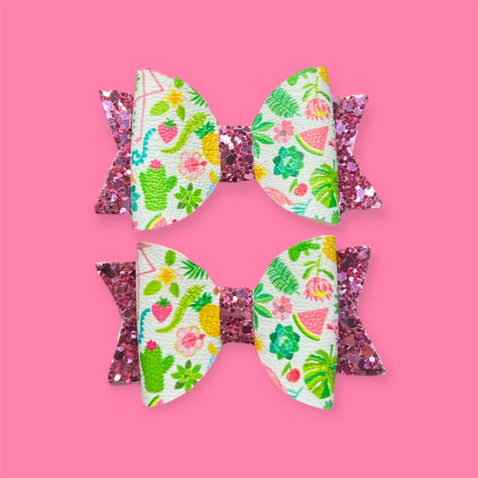 Summer fruits flowers and trees hair bow