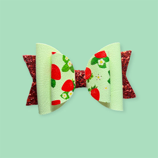 Mint green strawberry hair bow