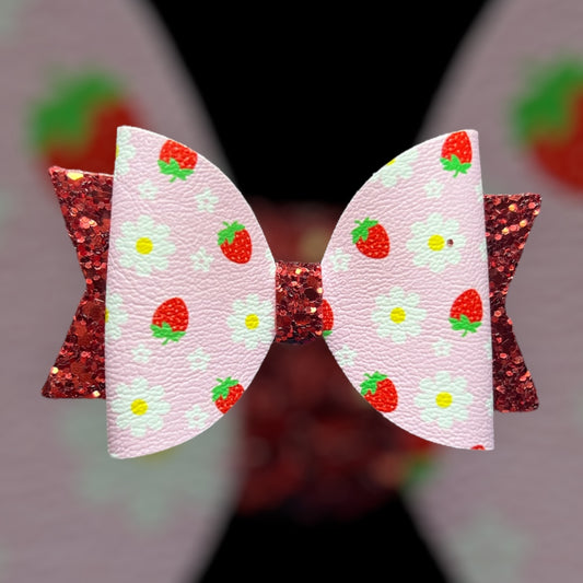 Strawberry and daisy hair bow