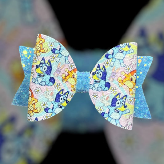 Blue dog hair bow