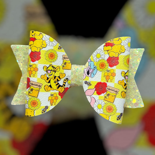 Pooh bear hair bow