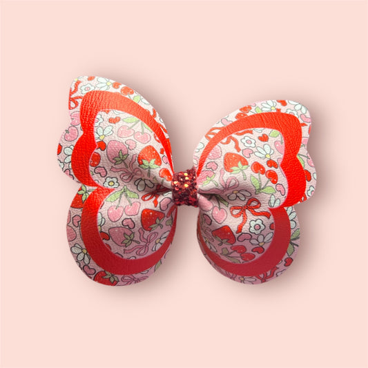 Strawberry butterfly hair bow (single bow)