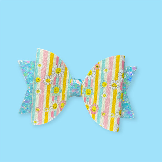 Daisy stripes hair bow