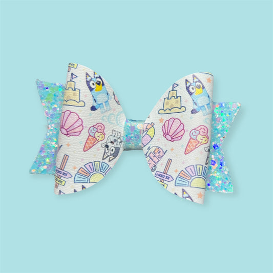 Blue dog summer hair bow